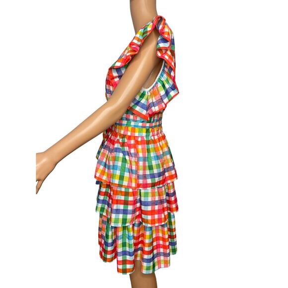 Beulah Style Ruffle Sleeve Gingham Tiered Dress size M - Picture 2 of 11
